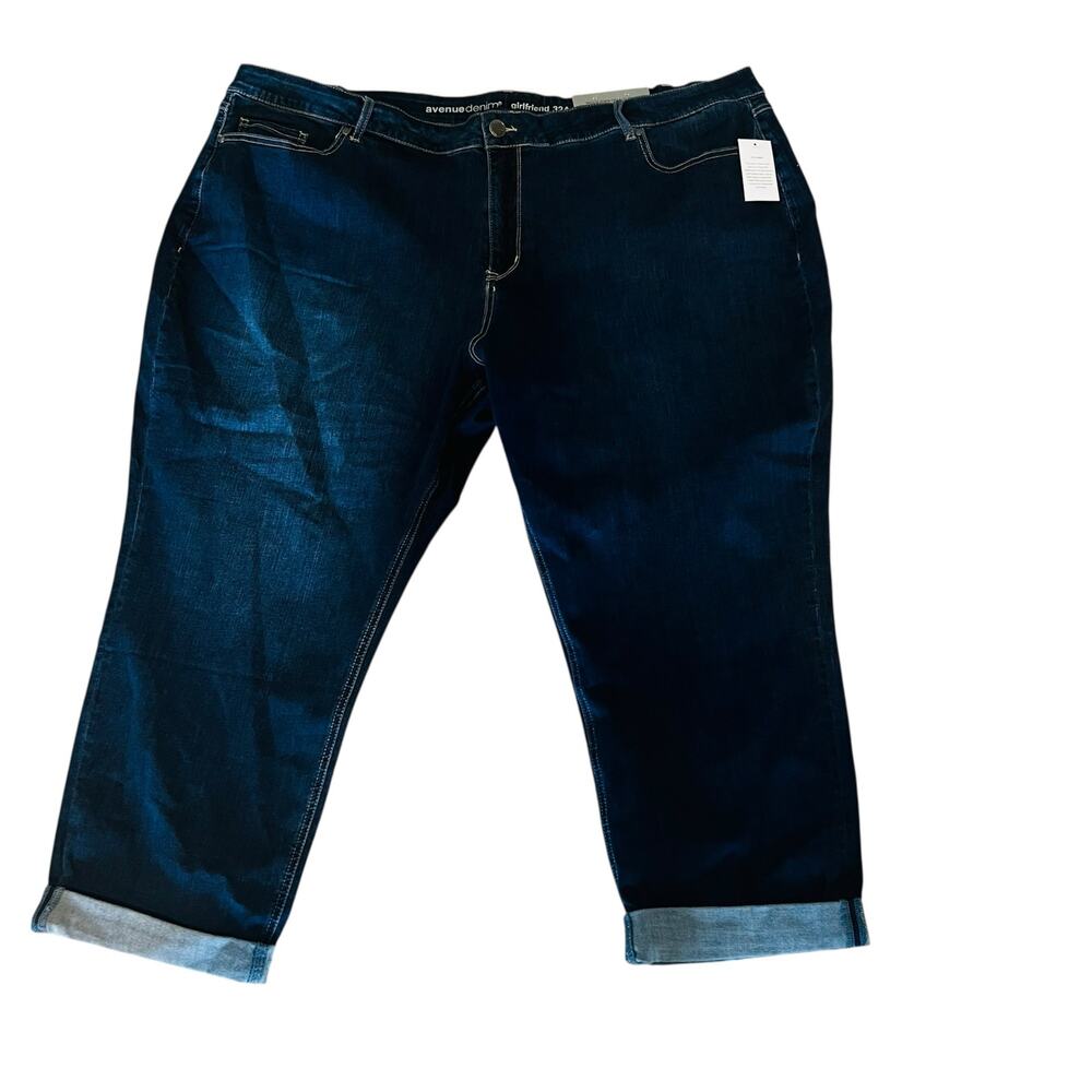 Avenue High Rise Girlfriend Cuff Hem Jeans Size 32 NWT - Picture 2 of 9